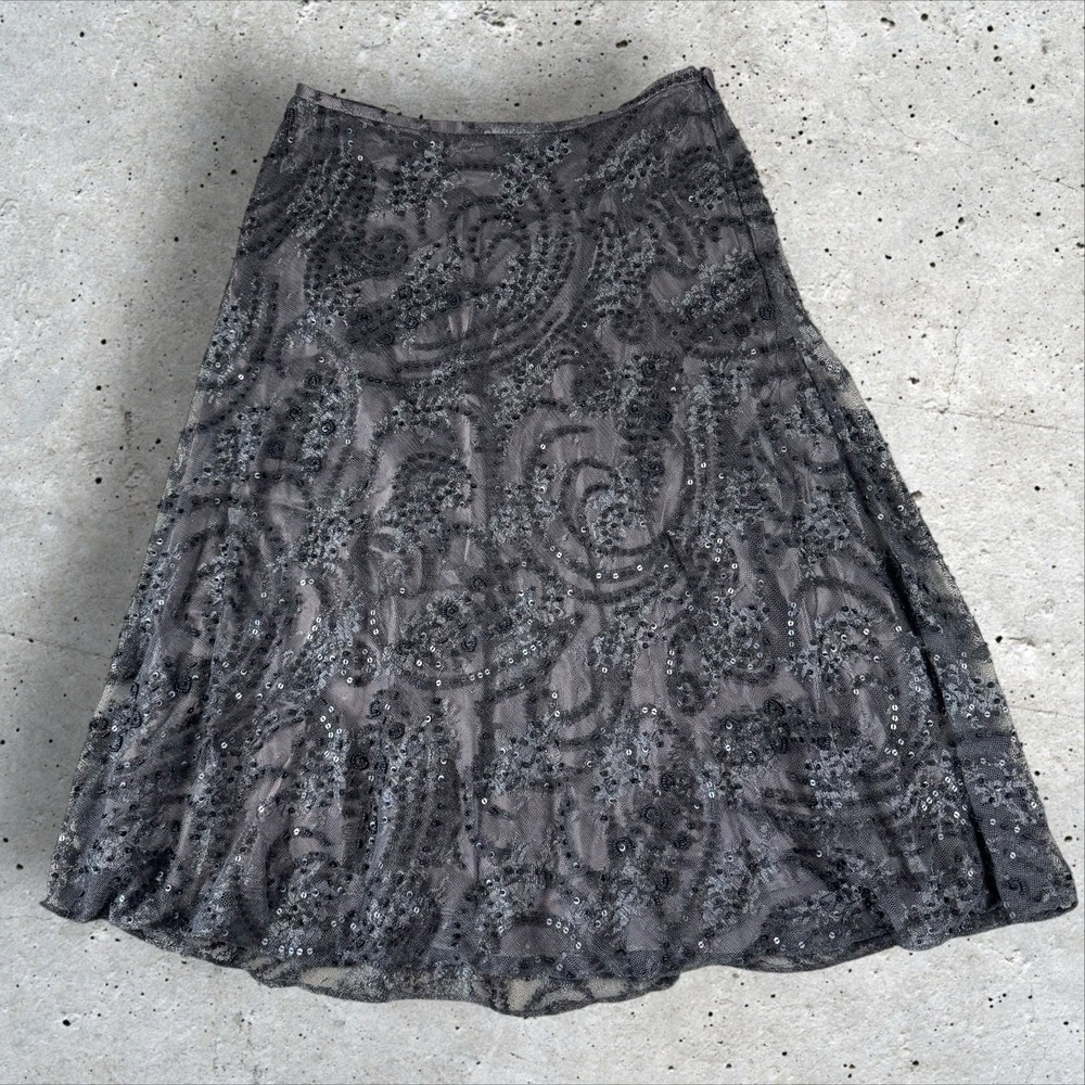 Lafayette 148 New York Embellished Lace Silk Blend A-Line Midi Skirt Size 6